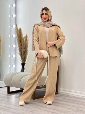 ست مانتو و شلوار جلو باز