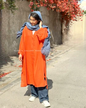مانتو بلند جلو دکمه