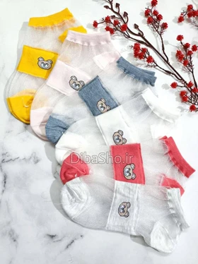 جوراب زنانه مچی شیشه ای Teddy زرد روشن