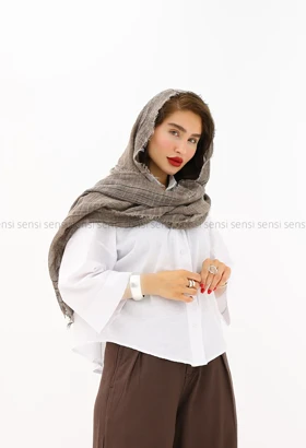 شومیز لینن پایین برش کد1004084