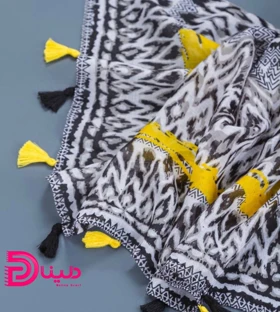 شال سفید مشکی خارجی پنبه