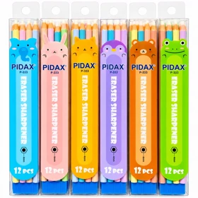 پاک کن طرح مداد همراه با تراش پیداکس PIDAX مدل P-333 بسته 12 عددی