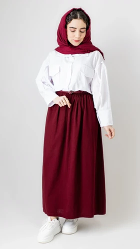 دامن چین‌دار لینن