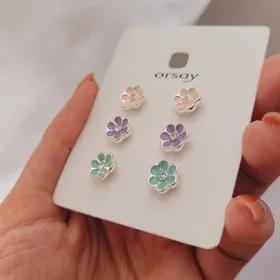 پک گوشواره طرح گل 3تایی