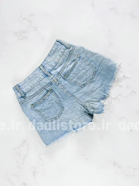 شورتک کوتاه جین پاچه ریش خط‌دار