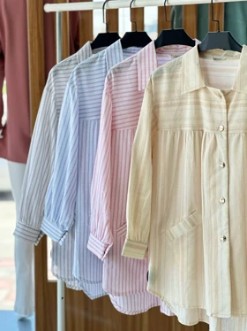 مانتو لینن نخ راه راه کد 3631