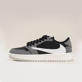 جردن وان ترویس اسکات طوسی مشکی زنانه (Nike Air Jordan 1 x Low Travis Scott Black Gray) کد 2336