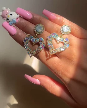 گوشواره جواهری قلب نگینی