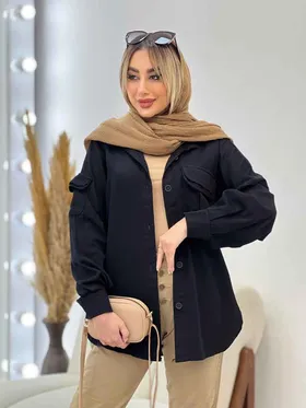 مانتو کتان آستین جیب