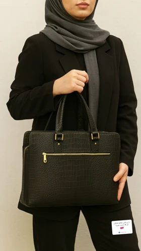 کیف اداری زنانه چرم طبیعی کروکو