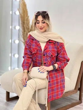 مانتو چهارخونه دو جیب پاکتی
