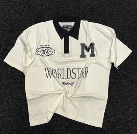 تیشرت باکسی یقه دار سفید