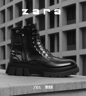 بوت مردانه چرمی مشکی ZARA مدل 6207