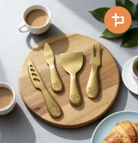 ست صبحانه خوری استیل طلایی طرح ستاره