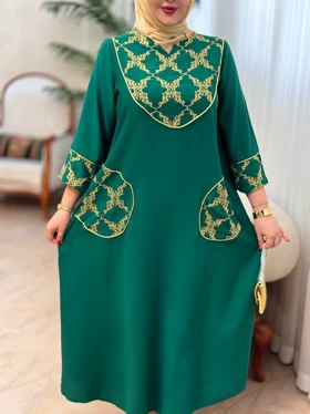 پیراهن طلاکوب ستیا کد 50242 (سبز)