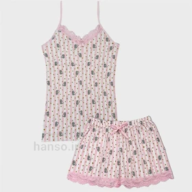 ست تاپ شلوارک نخی هانکس Hnx خرگوش صورتی