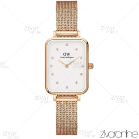 ساعت دنیل ولینگتون زنانه رزگلد صفحه سفید ایندکس نگین‌دار 104312