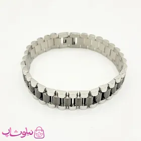 دستبند مردانه رولکس نقره ای مشکی