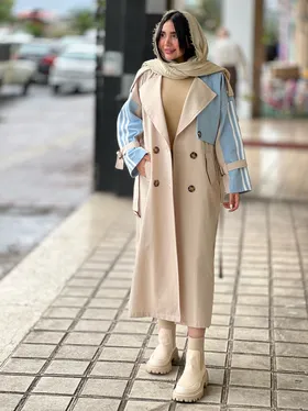 ترنچ کت ترکیبی جین کد 634