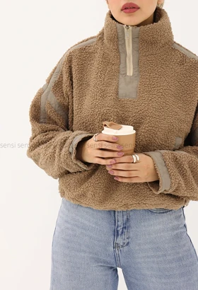 دورس نیم زیپ تدی داخل آستر دار کد1005189