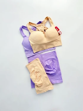 ست نیم‌تنه کاپ‌دار پشت قهرمانی و شورتک پشت چروک سیملس