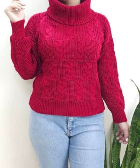 بافت یقه شل کوتاه مدل مارپیچی کد 50123