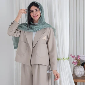 ست مانتو شلوار یقه ساتن MP