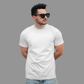 تیشرت آستین کوتاه مردانه مدل یقه گرد ساده رنگ سفید