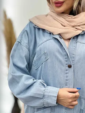 مانتو جین جیب کج زاپ‌دار