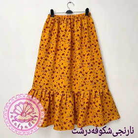 دامن کرپ پفکی بلند در رنگبندی