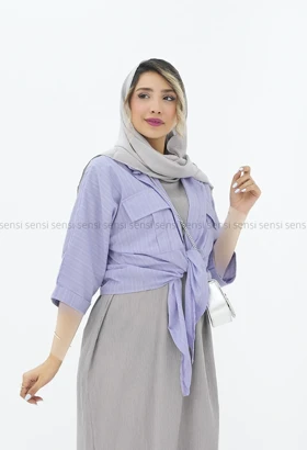 شومیز دوجیب پایین گره