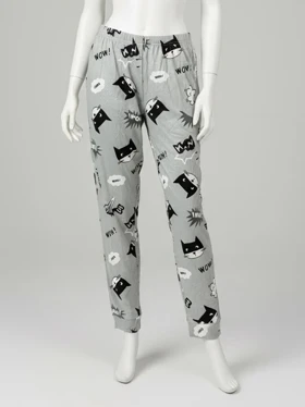 شلوار مخمل استیکردار گربه