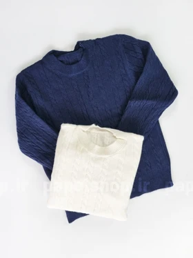 بلوز بافت یقه گرد موج دار