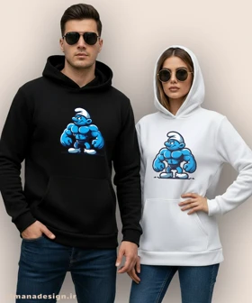 هودی مردانه و زنانه طرح اسمورف بدنساز کد 1054