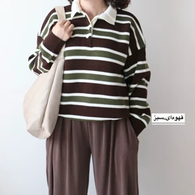 بافت زنانه مدل فوفو (قهوه‌ای_سبز)
