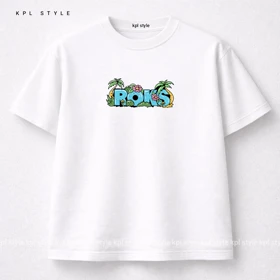 تیشرت باکسی یقه گرد 100٪ پنبه با چاپ مینیمال تایپوگرافی | کد 1310