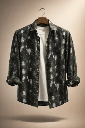 پیراهن کنف لینن صددرصد نخ مشکی و سبز طرح هنری فوق العاده خنک و جذاب کد P13