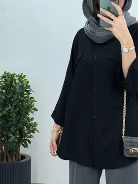 مانتو دکمه دار برکه مشکی