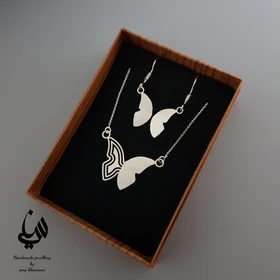 نیم ست نقره طرح پروانه 1