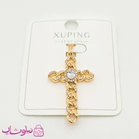 پلاک دخترانه ژوپینگ مدل صلیب کارتیه طلایی کد 1891