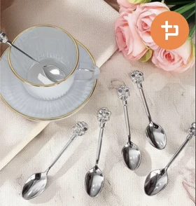 قاشق چای خوری سیلور طرح تاج نگین‌دار