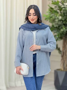 مانتو راه راه تک جیب