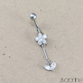 پیرسینگ ناف جواهری مدل گل و برگ 70069