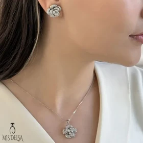 نیم ست جواهر طرح گل