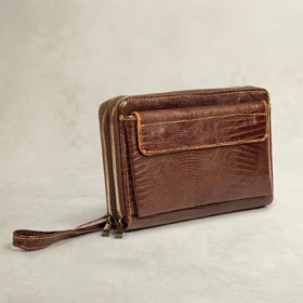 کیف دستی چرم طبیعی مدل (قهوه ای - لیزارد )