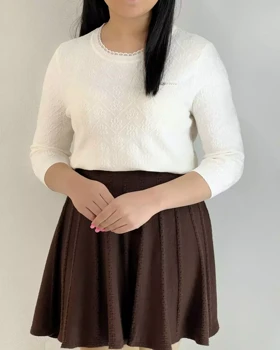 بلوز بافت استین سه ربع یقه گرد کد 5500