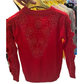 بلوز بافت مجلسی زنانه گپ ترک گل برجسته