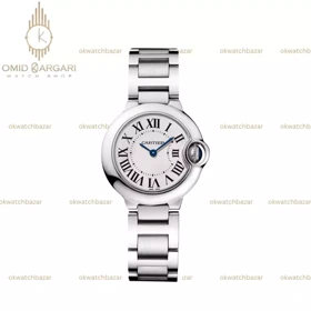 ساعت مچی کارتیه بلن بولو بند سیلور صفحه سفید Cartier Ballon Bleu