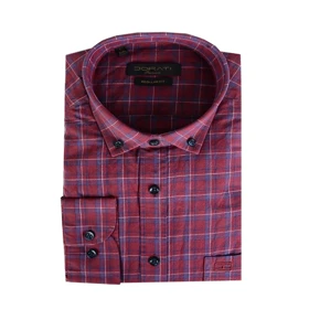 پیراهن مردانه رسمی چهارخونه آلبالویی