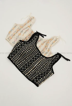 دکلته آستر دار گلدوزی دارکد1005342